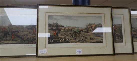 Sutherland after Alken, set of four colour prints, Hunting scenes, 20 x 40cm